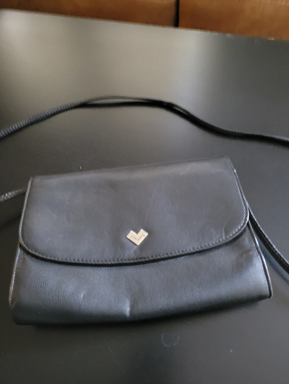 Mario Valentino Classic Black Leather Crossbody Bag